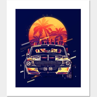 synthwave cars Posters and Art